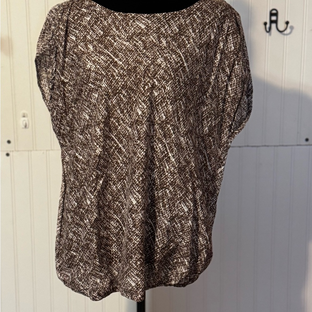 Michael Kors Brown Textured Short Sleeve Women’s Top - Neutral Casual Tee Sz xl